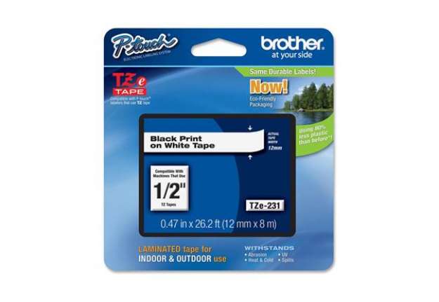 Immagine di Brother - Nastro - Nero/Bianco - TZE231 - 12mm x 8mt