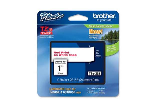 Immagine di Brother - Nastro - Rosso/Bianco - TZE252 - 24mm x 8mt
