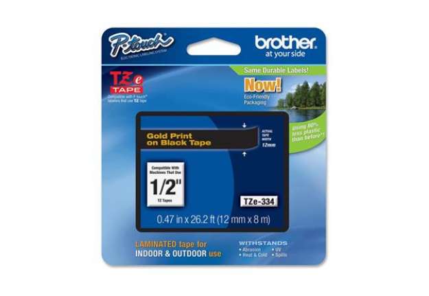 Immagine di Brother - Nastro - Oro/Nero - TZE334 - 12mm x 8mt