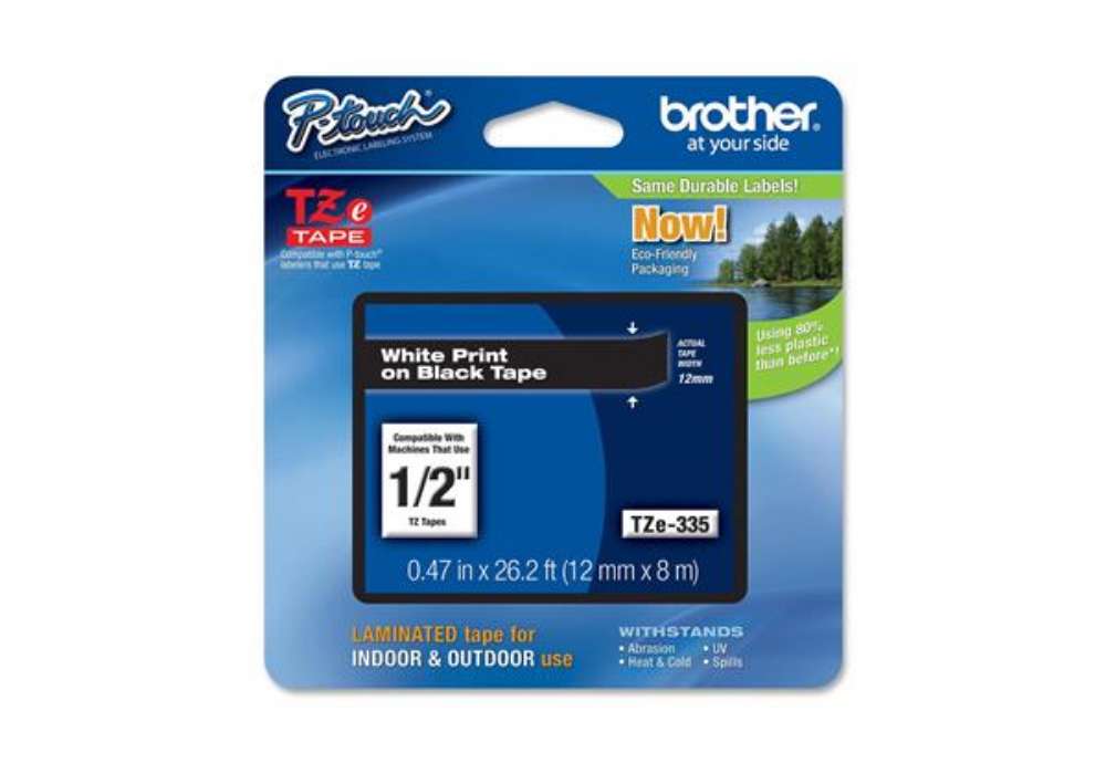 Immagine di Brother - Nastro - Bianco/Nero - TZE335 - 12mm x 8mt