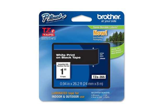 Immagine di Brother - Nastro - Bianco/Nero - TZE355 - 24mm x 8mt
