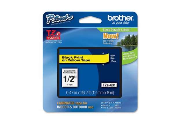 Immagine di Brother - Nastro -  Nero/Giallo - TZE631 - 12mm x 8mt