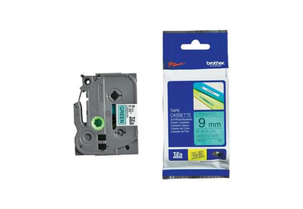 Immagine di Brother - Nastro -  Nero/Verde - TZE721 - 9mm x 8mt