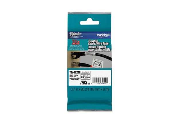 Immagine di Brother - Nastro laminato flessibile - Nero/Bianco - TZEFX241 - 18mm x 8mt