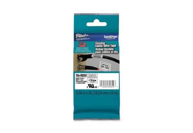 Immagine di Brother - Nastro laminato flessibile - Nero/Bianco - TZEFX251 - 24mm x 8mt