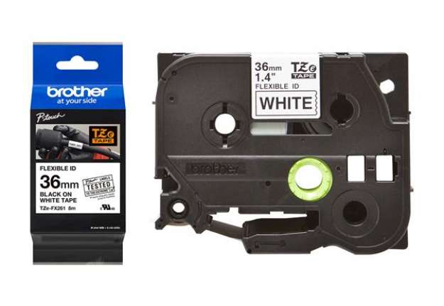 Immagine di Brother - Nastro laminato flessibile - Nero/Bianco - TZEFX261 - 36mm x 8mt