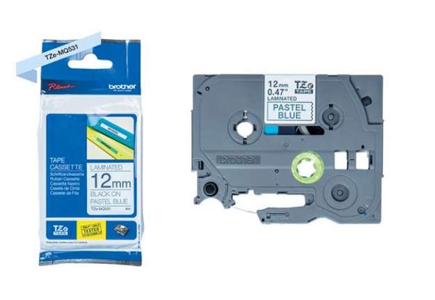 Immagine di Brother - Nastro laminato pastello 12 mm - nero/blu - TZEMQ531