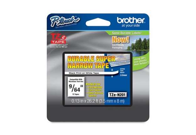 Immagine di Brother - Nastro non laminato - Nero/Bianco - TZEN201 - 3,5mm x 8mt