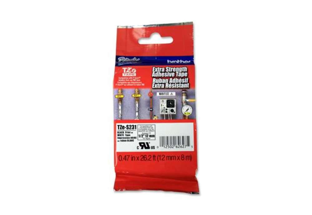 Immagine di Brother - Nastro con adesivo resistente - Nero/Bianco - TZES231 - 12mm x 8mt