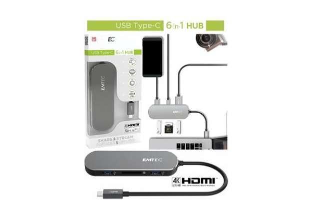 Immagine di Emtec - Hub 6-in-1 Multimedia Type-C T650C - ECHUBT650C