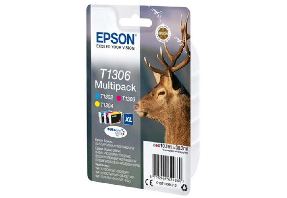 Immagine di Epson - Multipack Cartuccia ink - C/M/Y - T1306 - C13T13064012 - 10,1ml cad