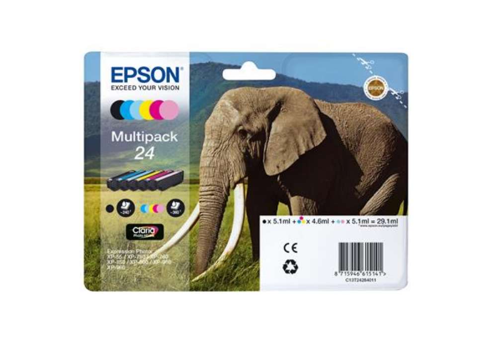 Immagine di Epson - Multipack Cartuccia ink - 24 - C/M/Y/C CH/M CH/K - C13T24284012 - C/M/Y 4,6ml - K/ C CH/M CH