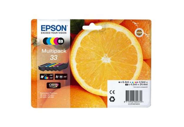 Immagine di Epson - Confezione Cartuccia ink - 33 - C/M/Y/K/K PH -  C13T33374011 - C/M/Y/K PH 4,5ml cad - K 6,4m