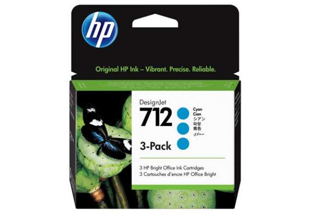 Immagine di Hp - Conf. 3 Cartucce ink originale - 712 - Ciano - 3ED77A - 29 ml cad