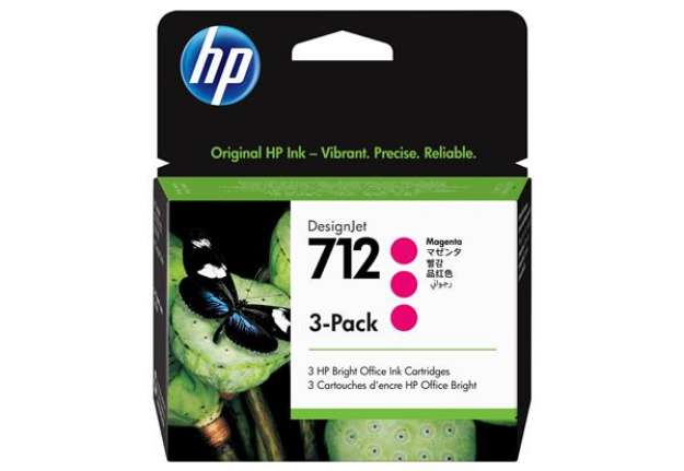 Immagine di Hp - Conf. 3 Cartucce ink originale - 712 - Magenta - 3ED78A - 29 ml cad