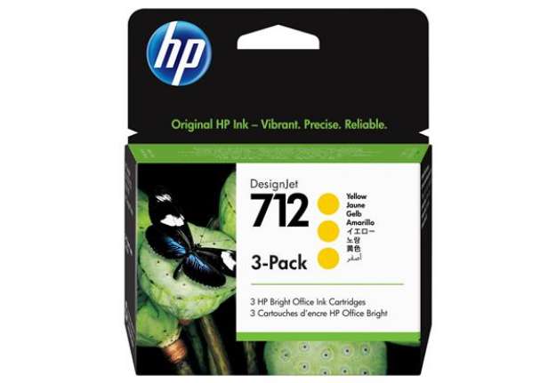 Immagine di Hp - Conf. 3 Cartucce ink originale- 712 - Giallo - 3ED79A - 29 ml cad