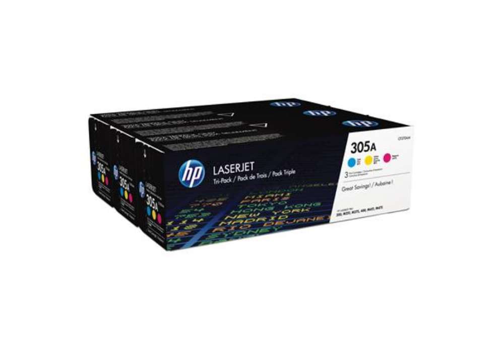 Immagine di Hp - Confezione 3 Toner originale - 305A - C/M/Y - CF370AM - 2.600 pag cad