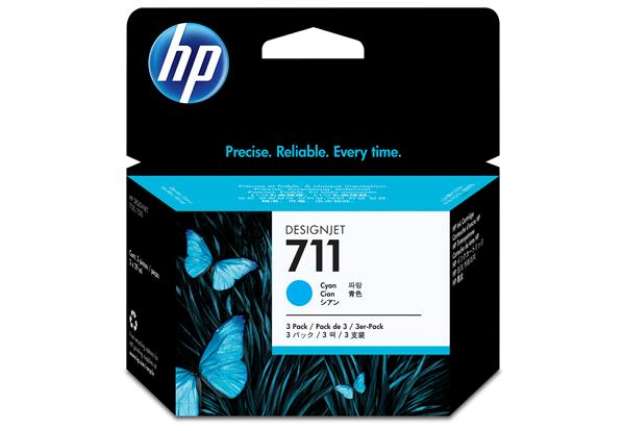 Immagine di Hp - Confezione 3 cartucce ink originale - 711 - Ciano - CZ134A - 29ml cad