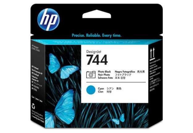 Immagine di Hp - Testina originale - 744 - Nero fotografico / Ciano - F9J86A - 4ml/cad