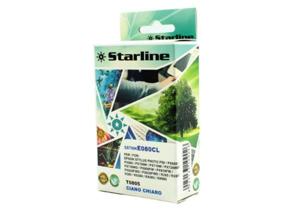 Immagine di Starline - Cartuccia ink - per Epson - Ciano chiaro - C13T08054011 - T0805 - 11,4ml