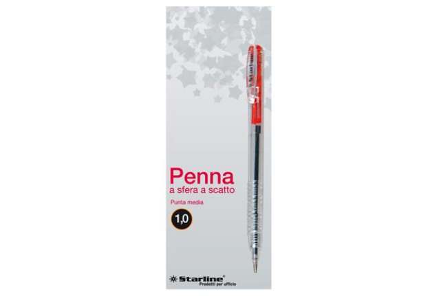 Immagine di Penna a sfera a scatto  - punta 1,0mm - rosso - Starline - conf. 20 pezzi