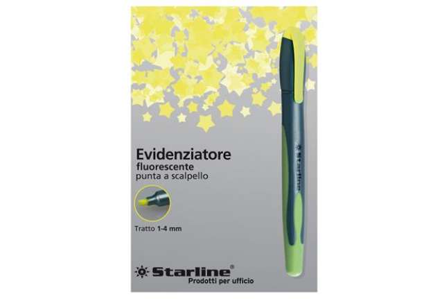 Immagine di Evidenziatore a penna Starline - punta scalpello - tratto da 1,0-4,0mm - giallo - Starline