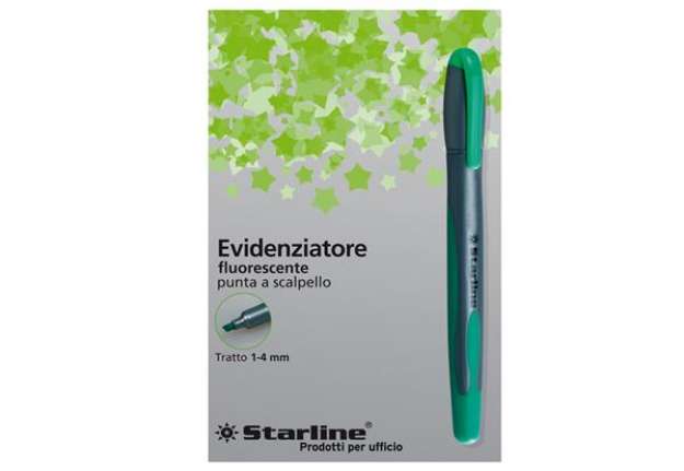 Immagine di Evidenziatore a penna - punta scalpello - tratto da 1,0-4,0mm - verde - Starline