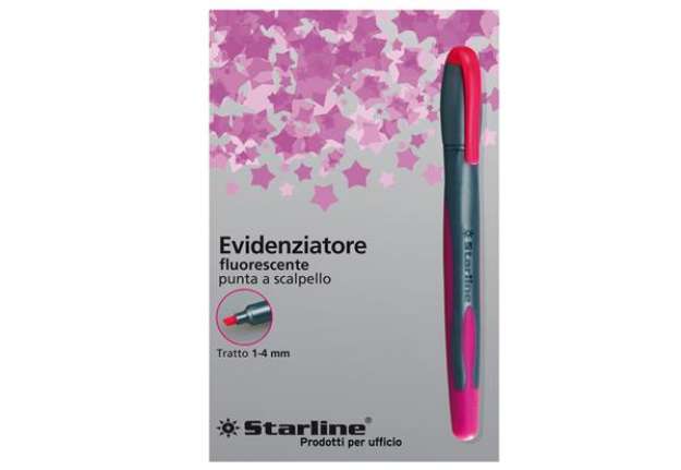 Immagine di Evidenziatore a penna - punta scalpello - tratto da 1,0-4,0mm - fucsia - Starline