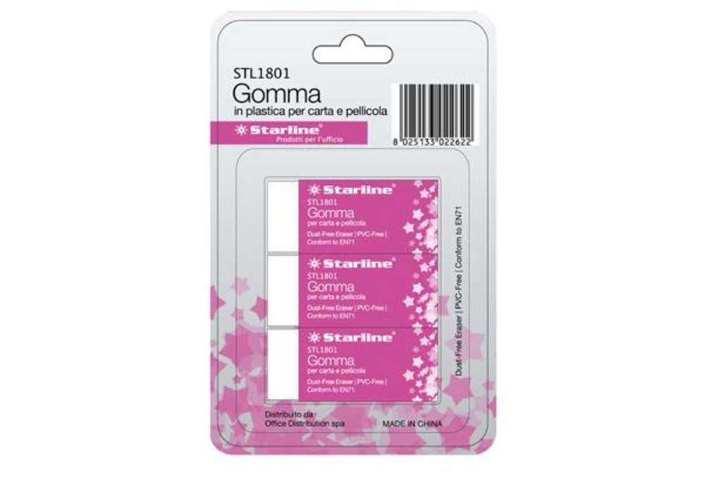 Immagine di Gomma per carta e pellicola - 60x24x14mm - bianco - Starline - conf. 3 pezzi