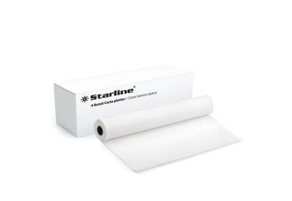 Immagine di Carta plotter - 1067 mm x 50 mt - 90 gr - inkjet - opaca - bianco - Starline