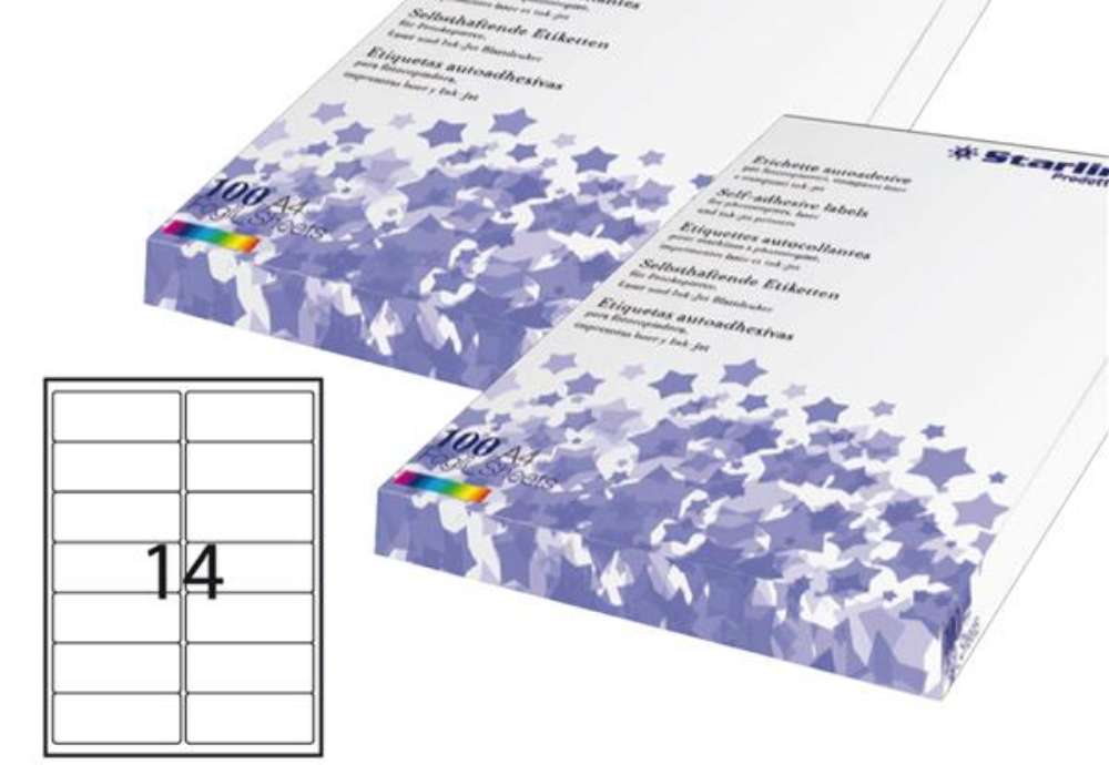 Immagine di Etichette adesive - in carta - angoli arrotondati - permanenti - 99,1 x 38,1 mm - 14 et/fg - 100 fog