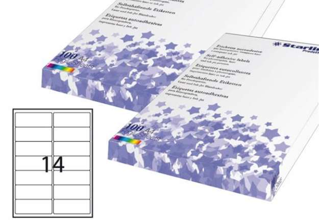 Immagine di Etichette adesive - in carta - angoli arrotondati - permanenti - 99,1 x 38,1 mm - 14 et/fg - 100 fog
