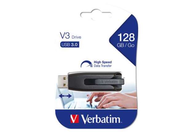 Immagine di Verbatim - Usb 3.0 Superspeed Store'N'Go V3 Drive - Nero - 49175 - 128GB