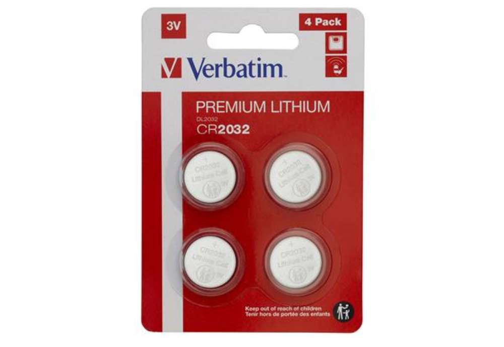 Immagine di Micropile CR2032 - 3V - a pastiglia - litio - Verbatim - blister 4 pezzi