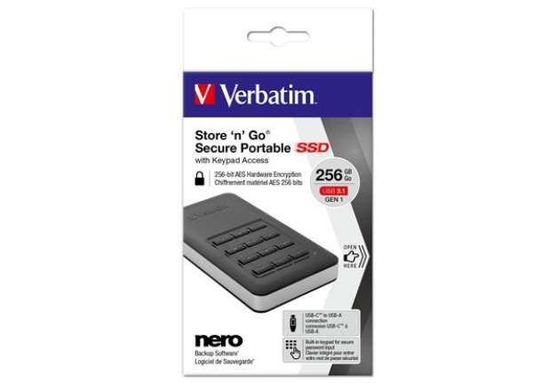 Immagine di Verbatim - Memoria SSD portatile Store 'N'Go Usb 3.1 - con tastierino numerico - 53402 - 256GB