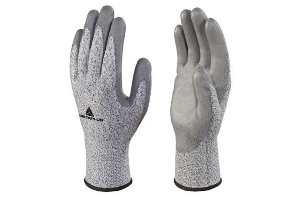 Immagine di Guanti antitaglio Venicut B04 - maglia tricot econocut - palmo in poliuretano - taglia 10 - grigio -