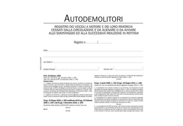 Immagine di Registro autodemolitori - 200 pagine numerate - DU134020000 - Data Ufficio