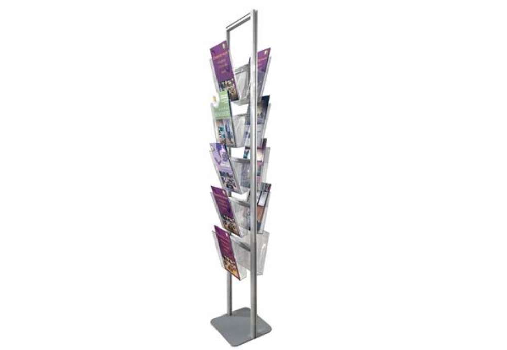 Immagine di Portadepliant da terra - 10 tasche A4 - altezza 160 cm - Studio T