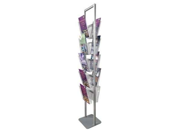 Immagine di Portadepliant da terra - 10 tasche A4 - altezza 160 cm - Studio T