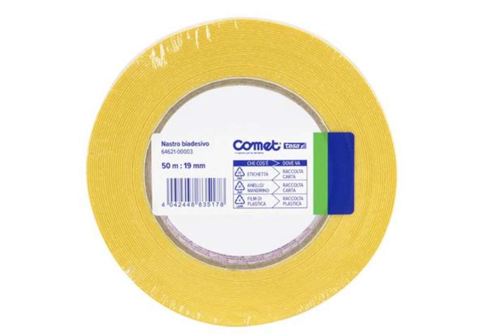 Immagine di Nastro biadesivo - 19 mm x 50 m - PP - trasparente - Comet
