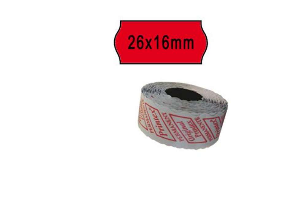 Immagine di Rotolo da 1000 etichette a onda per Printex Smart 16/2616 e Z Maxi 6/2616 - 26x16 mm - adesivo perma