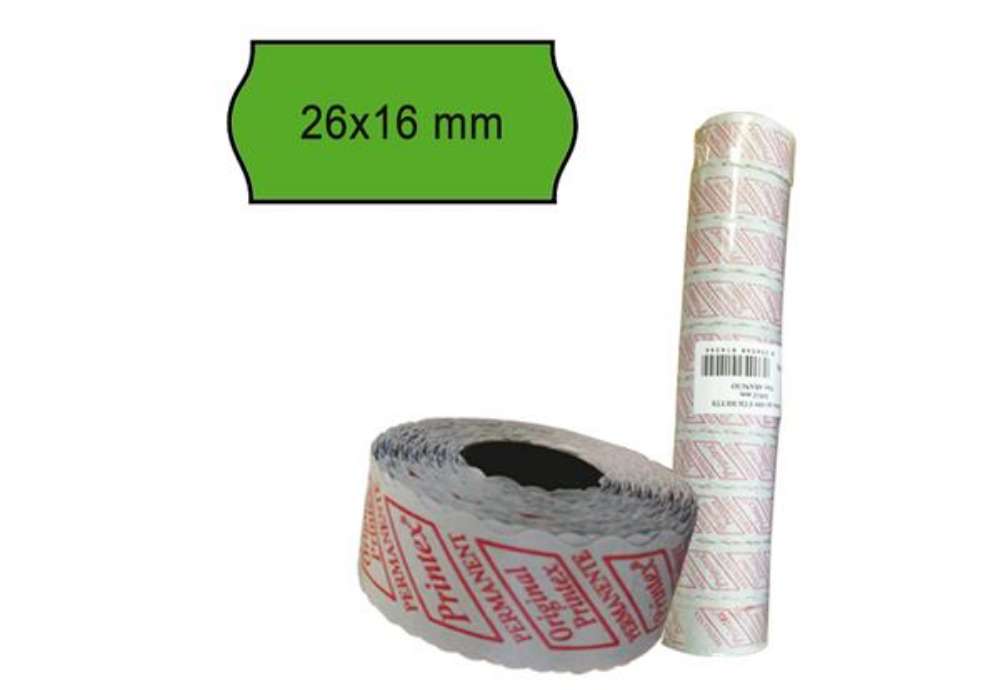 Immagine di Rotolo da 1000 etichette a onda per Printex Smart 16/2616 e Z Maxi 6/2616 - 26x16 mm - adesivo perma