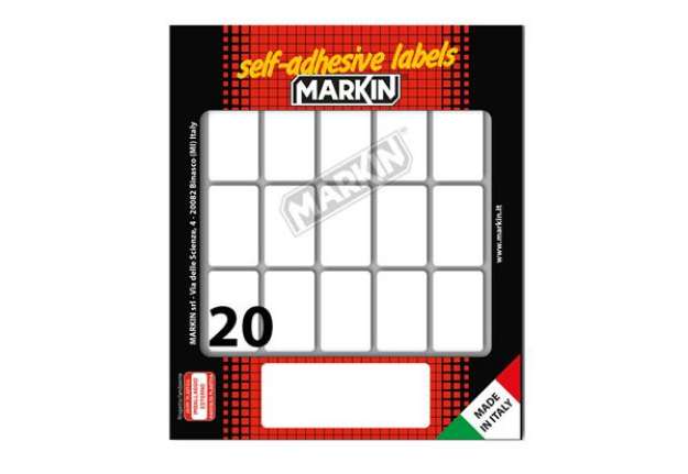 Immagine di Etichette adesive - in carta - permanenti - 34 x 21 mm - 20 et/fg - 10 fogli - bianco - Markin