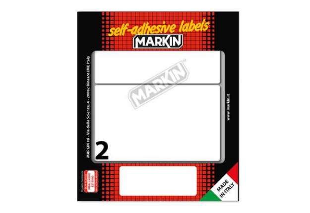 Immagine di Etichette adesive - in carta - permanenti - 115 x 70 mm - 2 et/fg - 10 fogli - bianco - Markin