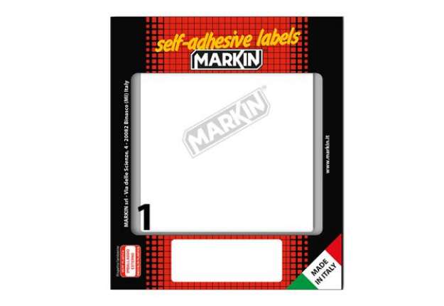 Immagine di Etichette adesive - in carta - permanenti - 142 x 110 mm - 1 et/fg - 10 fogli - bianco - Markin
