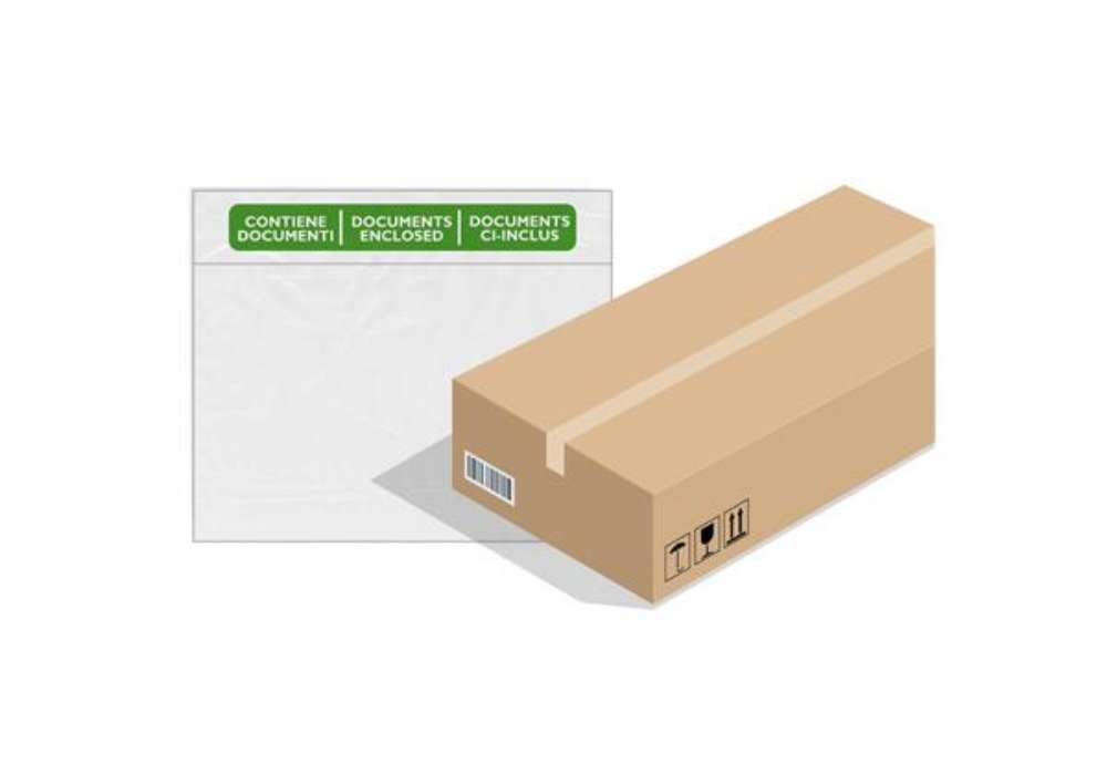 Immagine di Busta adesiva Speedy Doc - con stampa "contiene documenti" - C5 (23 x 16,5 cm) - LDPE- trasparente -