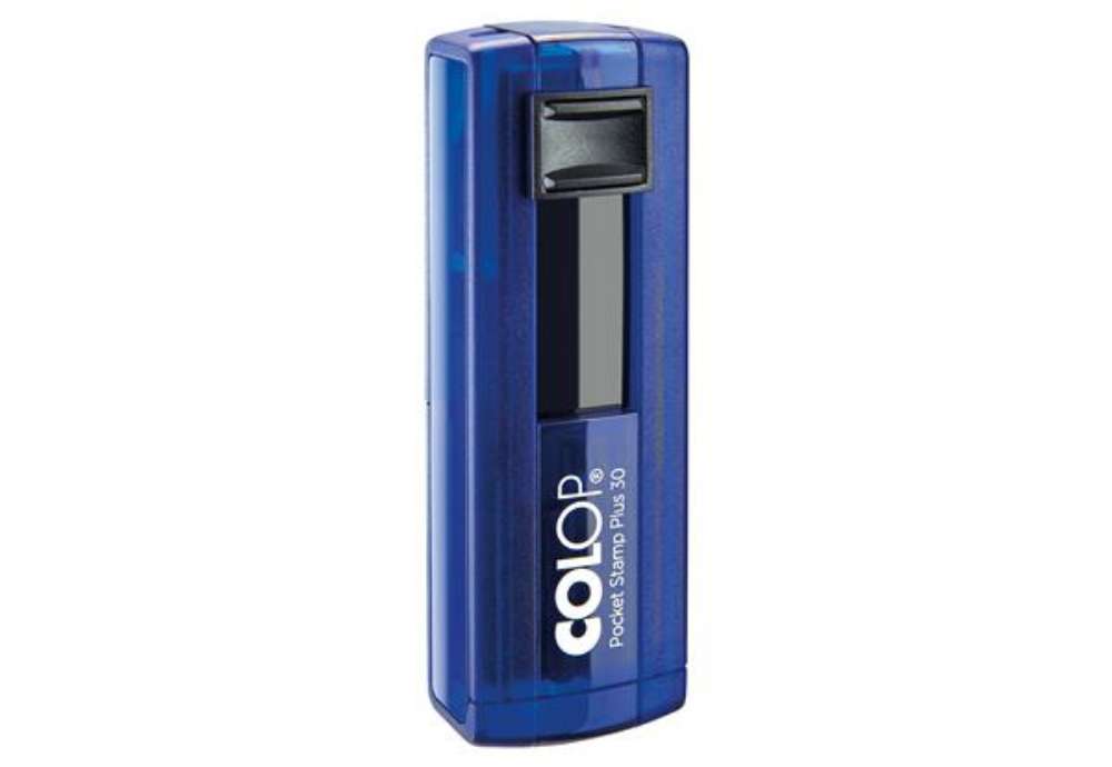 Immagine di Timbro Pocket Stamp Plus 30 - 18 x 47 mm - 5 righe - autoinchiostrante - blu indaco- Colop
