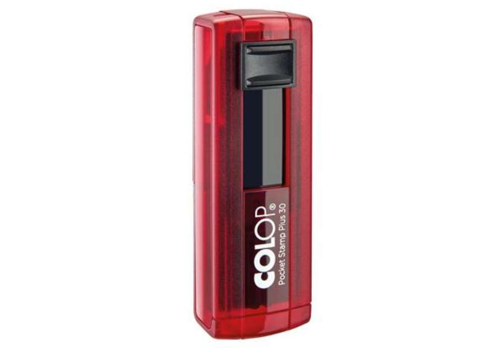 Immagine di Timbro Pocket Stamp Plus 30 - 18 x 47 mm - 5 righe - autoinchiostrante - rosso rubino - Colop