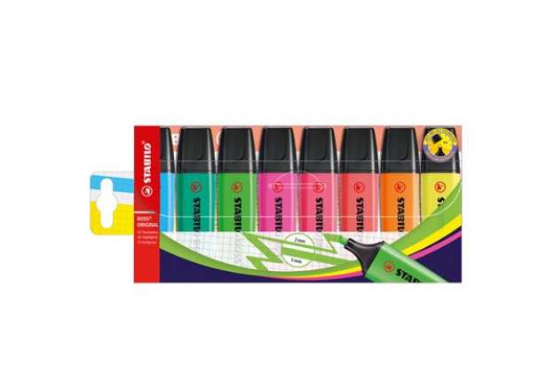 Immagine di Evidenziatore Boss Original - punta a scalpello - tratto 2 - 5 mm - colori assortiti - Stabilo - bus