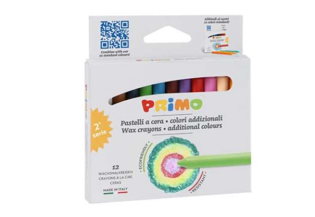 Immagine di Pastelli a cera - Ø 9 mm x 85 mm - Primo - conf. 12 pezzi